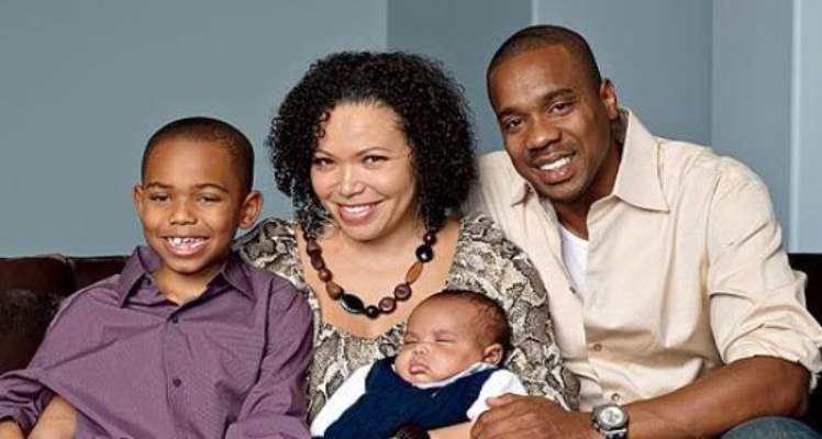 Tisha Campbell with her kids and husband. 